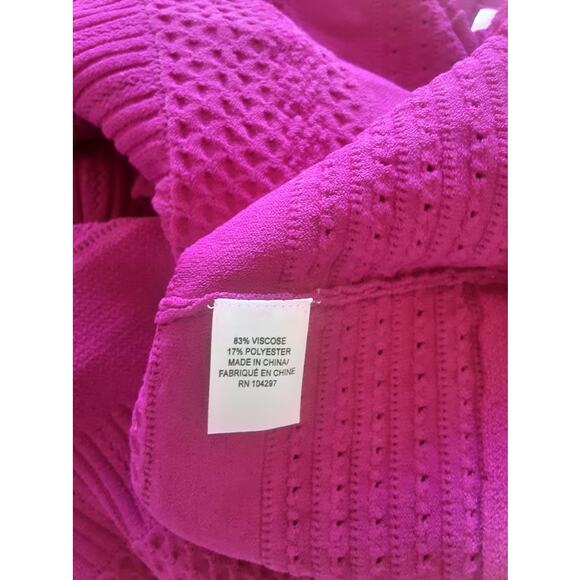 Milly Fuchsia Textured Fit & Flare Knit Dress Size L NWT - Picture 6 of 6